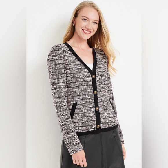 Maurices Cropped Tweed Button Down Cardigan - Picture 1 of 11